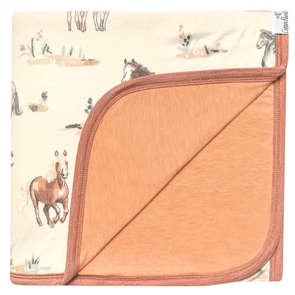 COPY - Copper Pearl Three-Layer Baby Quilt with Horse Design 46x46in